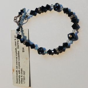 7 inch Braclet Swarovski Jet Cosmos Crystal's, Clear & Jet with Rondelles Silver